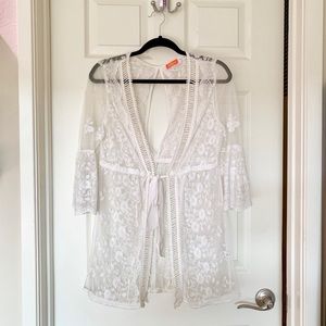 White wedding lace robe or bathing suit cover up